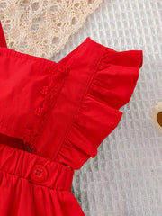 Baby Girls Ruffle Sleeveless Overall Dress Summer Vacation Party Skirt Romper