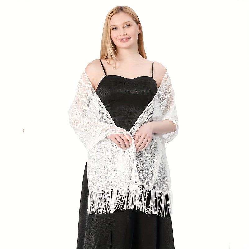 Paisley Print Lace Fringed Shawl for Women