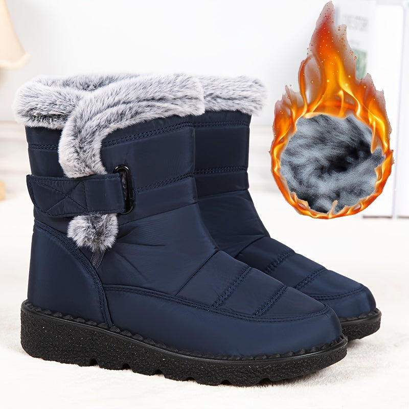 Women's Faux Fur Snow Boots Thermal Winter Mid Calf Boots