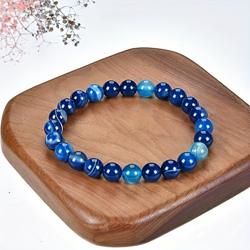 Gemstone Beaded Stretch Bracelet 8mm Round Beads 7"