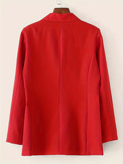 Casual Blazer Women's Solid Button Up Long Sleeve Lapel Collar