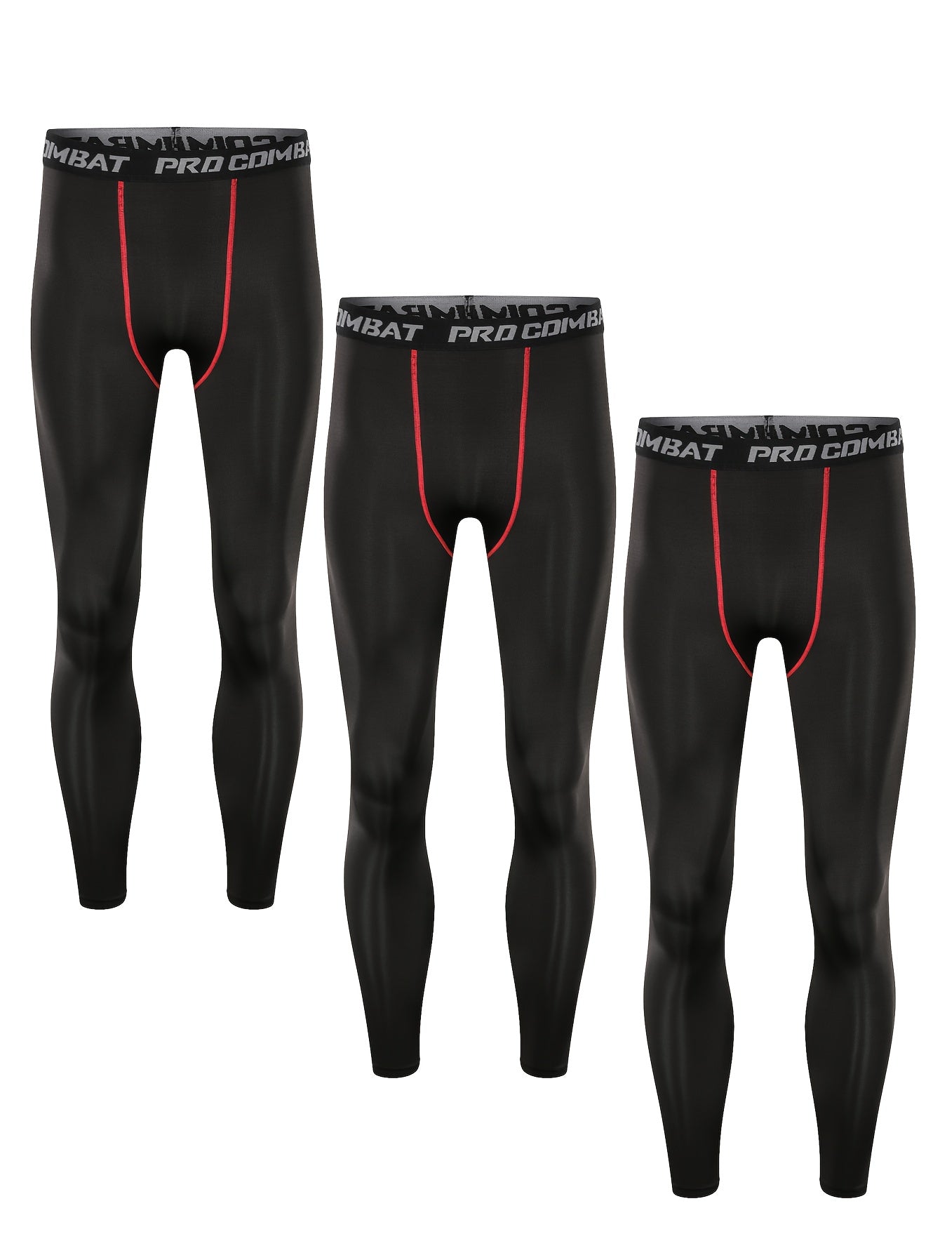 3pcs Men's Compression Pants High Stretch Trousers For Outdoor Fitness