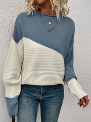 Colorblock Lantern Sleeve Sweater