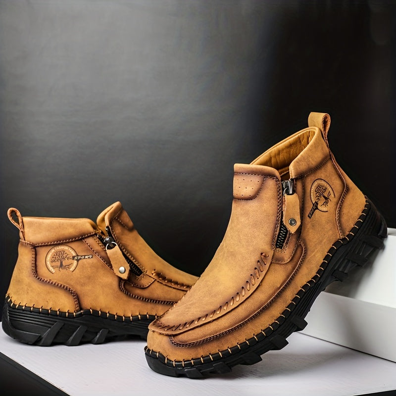 Men's Zipper Hiking Boots, Durable & Comfy for Camping