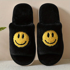 Women's Smile Face Pattern Slippers Casual Slip On Plush Shoes