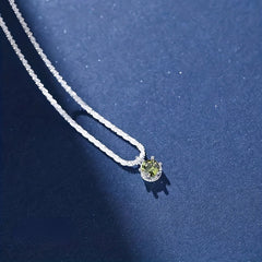S925 Sterling Silver Green Zircon Pendant Chain