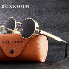 Vintage Metal Steam Punk Sunglasses Polarized Round Frame Mens Womens