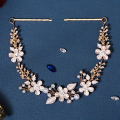 Flower Charm Hair Clip Rhinestone Pearl Bridal Headband