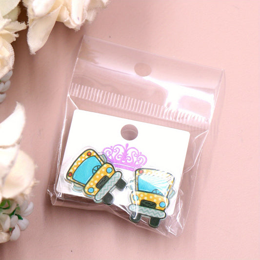 Y2K Style Bus Car Earrings for Mother and Child