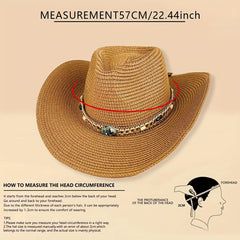 Colorful Gem Sunshade Straw Hat for Travel Beach Unisex
