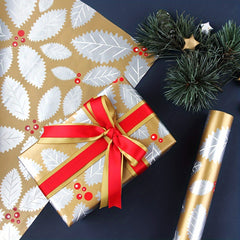 10pcs Christmas Wrapping Paper With Golden Christmas Elements