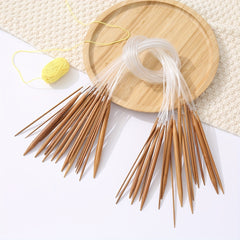 18pcs Circular Sweater Needles Carbonized Wooden Rod Needles Knitting Tools