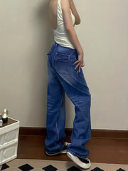 High Waist Wide Leg Vintage 90s Jeans Women Loose Wash Denim Trousers