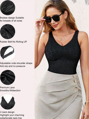 Lace Shaping Cami Tops V Neck Tummy Control Top