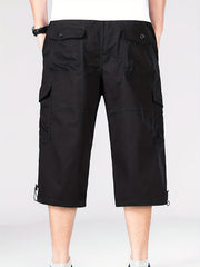 Men's Loose Fit Cotton Cropped Pants with Pockets for Summer