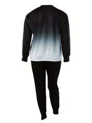 Women's Plus Letter & Ombre Print Top & Pants 2 Piece Set