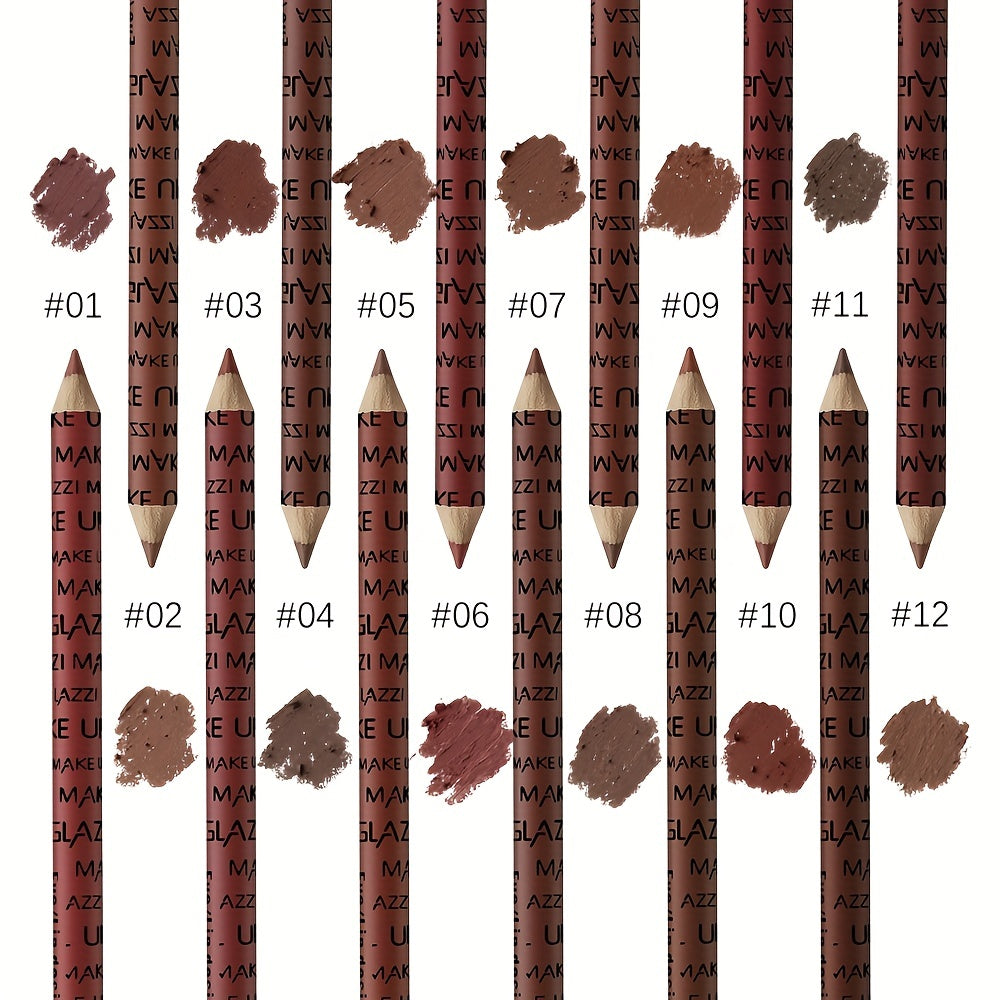 12pcs Matte Lip Liner Pen Natural Nude Smooth Lip Makeup