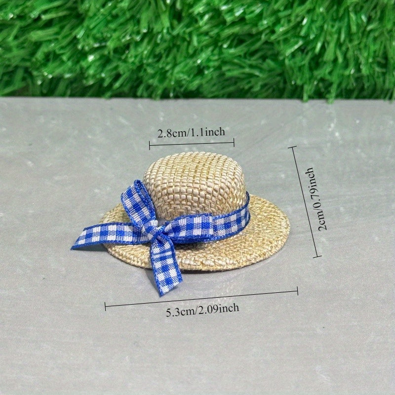 5pcs Mini Knitted Straw Hat Set Beach Hat DIY Doll Party Dress Up Headwear