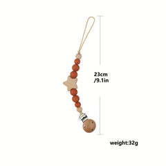 Wooden Pentagram Baby Pacifier Chain for Teething Babies