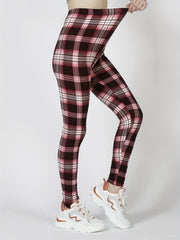 Plaid Slim Leggings High Waist Elastic Bottoms Women's Clothing