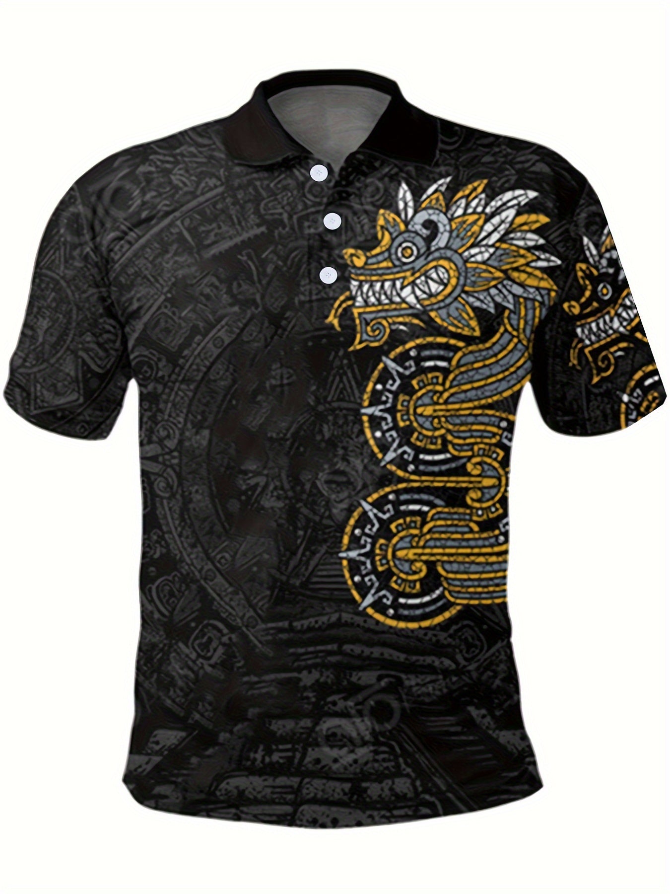 Dragon Pattern Men's Short Sleeve Shirt