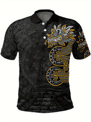 Dragon Pattern Men's Short Sleeve Shirt