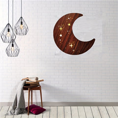 LED Moon Stars Night Light Wooden Wall Decoration