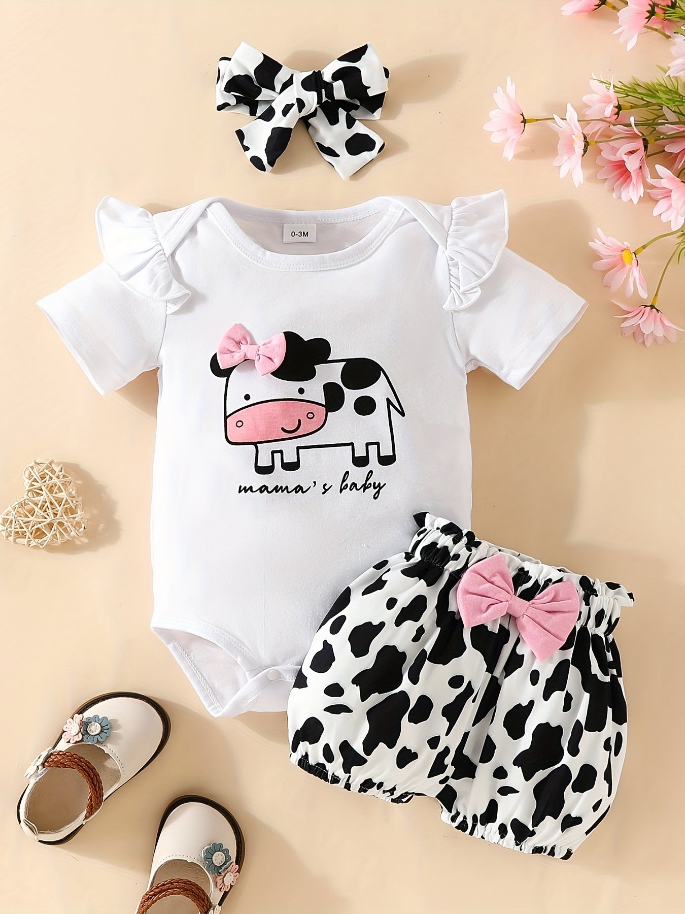 Daddy's Girl, Mommy's World Onesie Set with Floral Shorts