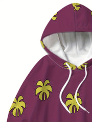 Flower Print Men's Casual Hoodie & Sweatpants Set