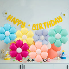 6pcs 18" Small Flower Balloons for Birthday Parties, Macaron Foil Balloons