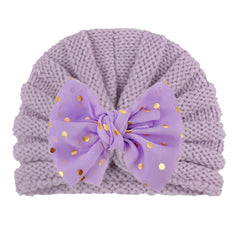 Kids' Knitted Winter Hat with Bow Breathable Hand Wash
