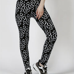 Heart Print Skinny Leggings Every Stretchy Leggings Women's Clothing