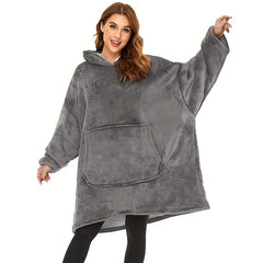 Unisex Wearable Blanket Fleece Plush Hooded Casual Comfortable Blanket