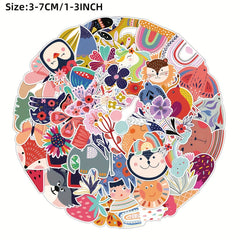 50pcs Cartoon Exotic Series Graffiti Stickers Waterproof DIY Diary Sticker Pack