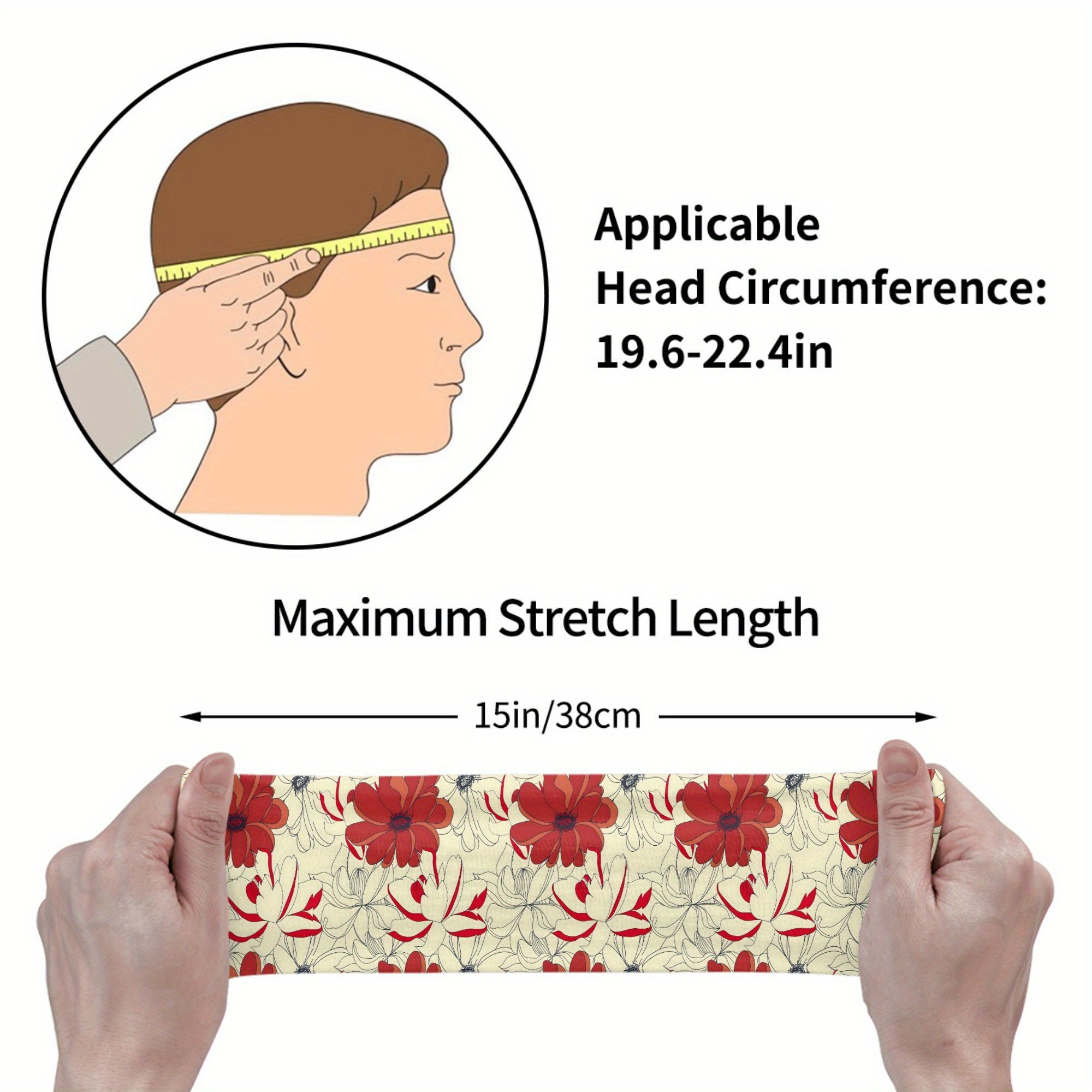 Red Flower Floral Unisex Sports Headband Sweat Wicking Polyester