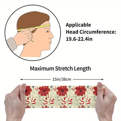 Red Flower Floral Unisex Sports Headband Sweat Wicking Polyester