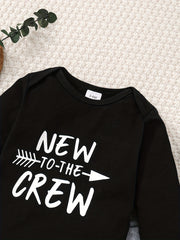 Newborn Baby Boy Clothes Crew Romper Bodysuit Pants Hat Set
