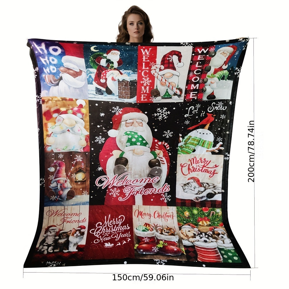 Christmas Themed Blanket Winter Warm Flannel Soft Blanket