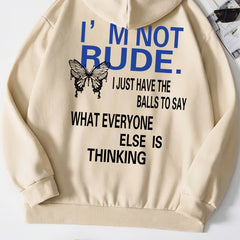Butterfly Print Drawstring Hoodie Long Sleeve Sweatshirt
