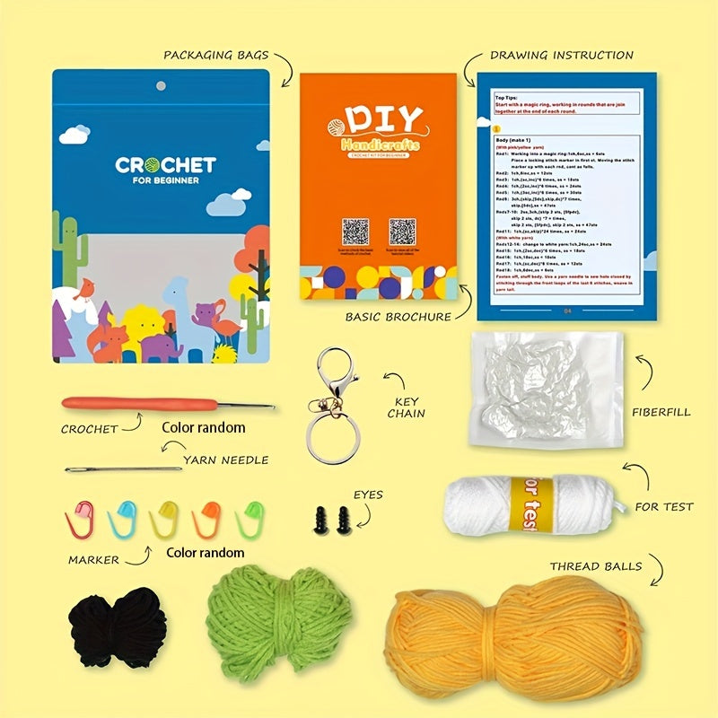 1pc Crochet Material Package Doll Braided DIY Wool Line Standing Turtle Pendant