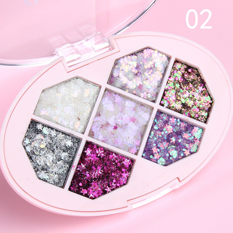 7 Sequins Eyeshadow Palette Glitter Makeup Multipurpose for Stages Parties