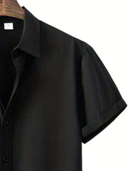 Men's Short Sleeve Lapel Shirt Casual Button Up Tops