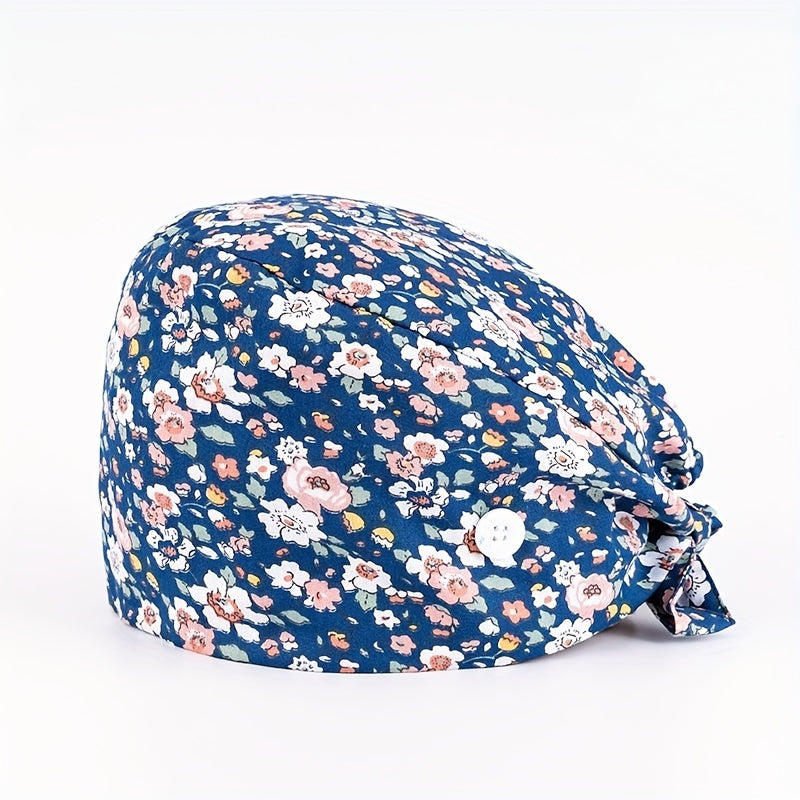Cartoon Animal Print Work Cap Elastic Nurse Hat Women's Scrub Cap