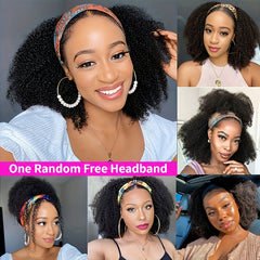 YARRA 180 Afro Kinky Curly Headband Wig Natural Human Hair Wig