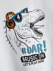 Funny Dinosaur Print Boys Sweatshirt Long Sleeve Crew Neck Tops