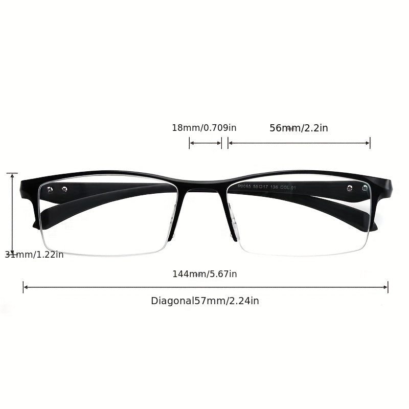 ZanyLen Men's Half Frame Anti Light Glasses with Case