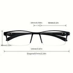 ZanyLen Men's Half Frame Anti Light Glasses with Case