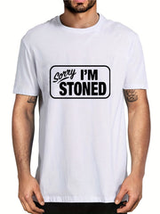 Sorry I'm Stoned Letter Print Men's T shirt