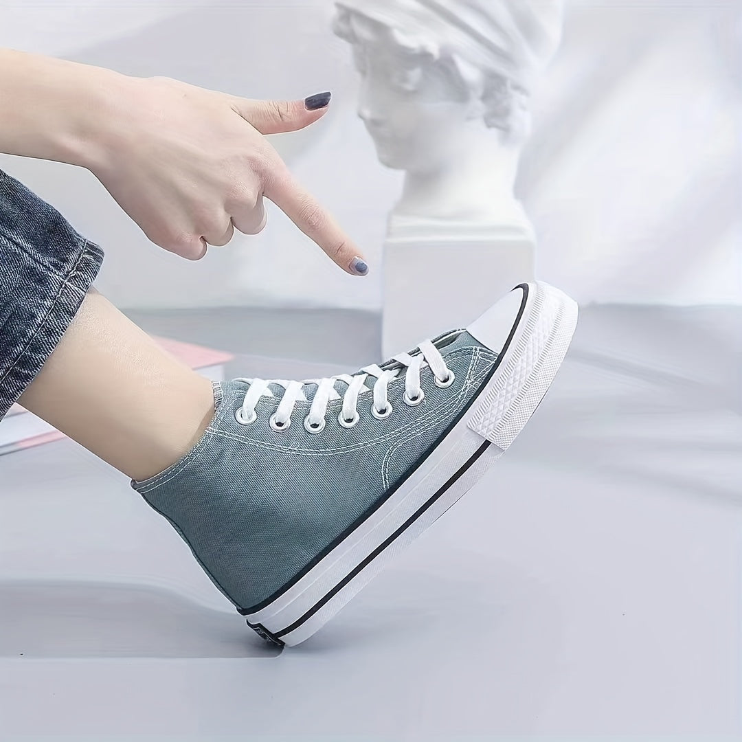 High Top Canvas Sneakers Lace Up Comfortable Shoes