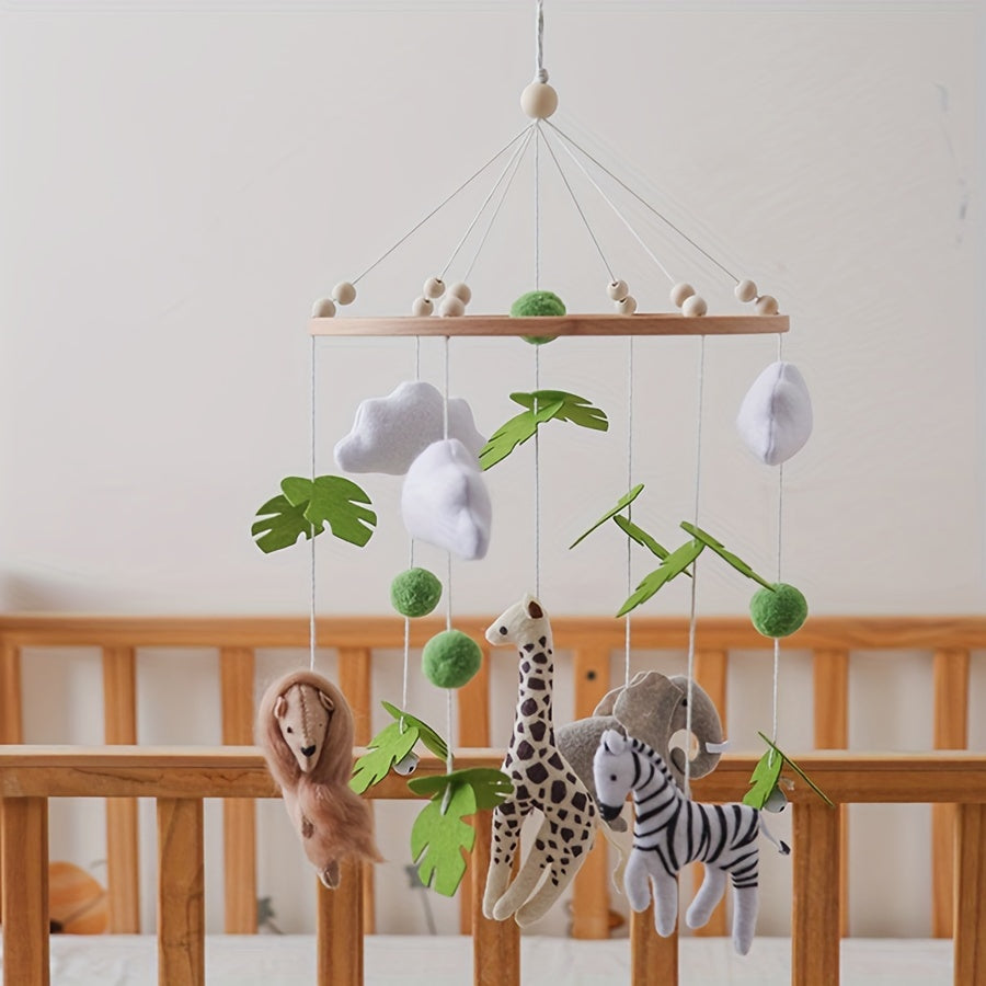 Leaf & Animal Baby Crib Mobile w/ Soft Plush Toys Vibrant Nursery Decor